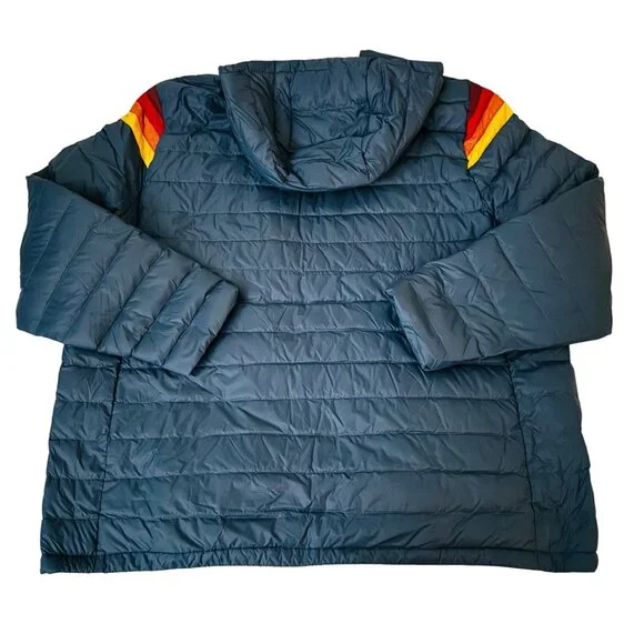 Marine Layer Banks Puffer Hoodie  sea Jacket Navy blue sz 2XL full zip pockets - Picture 2 of 9